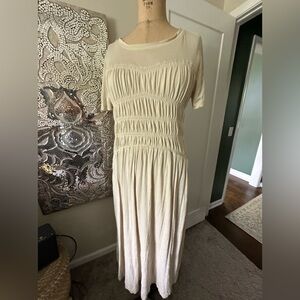 Free People Elegant Cream Short Sleeve Dress